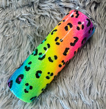 Load image into Gallery viewer, Lisa Frank Inspired Leopard Rainbow Glitter Tumbler
