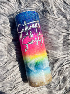 Saltwater and Sunsets Glitter Tumbler