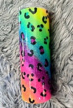 Load image into Gallery viewer, Lisa Frank Inspired Leopard Rainbow Glitter Tumbler

