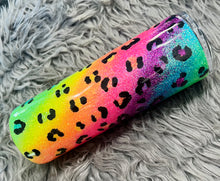 Load image into Gallery viewer, Lisa Frank Inspired Leopard Rainbow Glitter Tumbler
