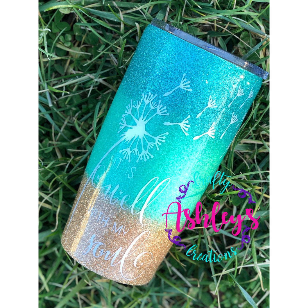It Is Well With My Soul glittered tumbler