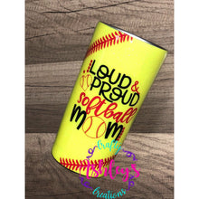 Load image into Gallery viewer, Softball Tumbler, Softball Mom Tumbler, Softball Mom Glitter Tumbler
