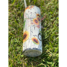 Load image into Gallery viewer, Distressed Sunflower Tumbler, Sunflower Tumbler, Mom Sunflower Tumbler, Crackle Sunflower Tumbler
