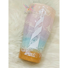 Load image into Gallery viewer, Cotton Candy Sunset Glitter Tumbler, Waymaker Tumbler, Beach Tumbler
