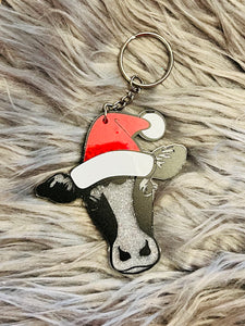 Christmas Cow Keychain