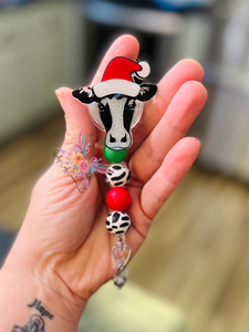 Christmas cow badge reel