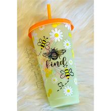 Load image into Gallery viewer, Be Kind Cold Cup, Bee Kind Cold Cup, Bee Cold Cup, Daisy Cold Cup, Honeybee and Daisy Cold Cup
