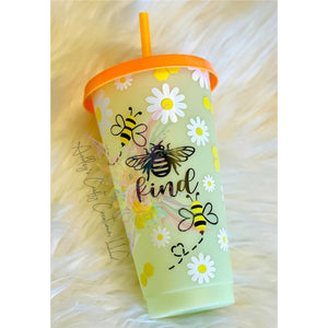 Be Kind Cold Cup, Bee Kind Cold Cup, Bee Cold Cup, Daisy Cold Cup, Honeybee and Daisy Cold Cup