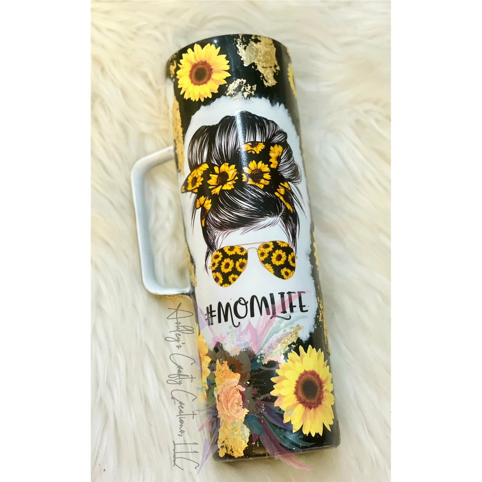 Mom life tumbler with Sunflowers