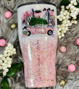 Pink Christmas Car Tumbler