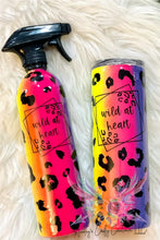 Load image into Gallery viewer, Rainbow striped wild at heart leopard Spray bottle and tumbler set
