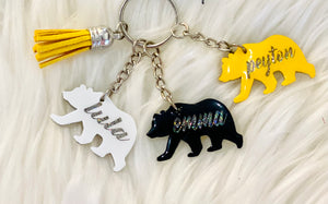 Mama Bear and Baby Bear Glitter Keychain Set