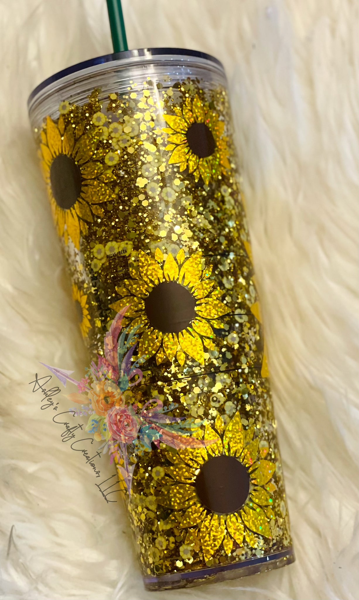 Sunflower Snowglobe Tumbler Snow Globe Tumbler Glitter 